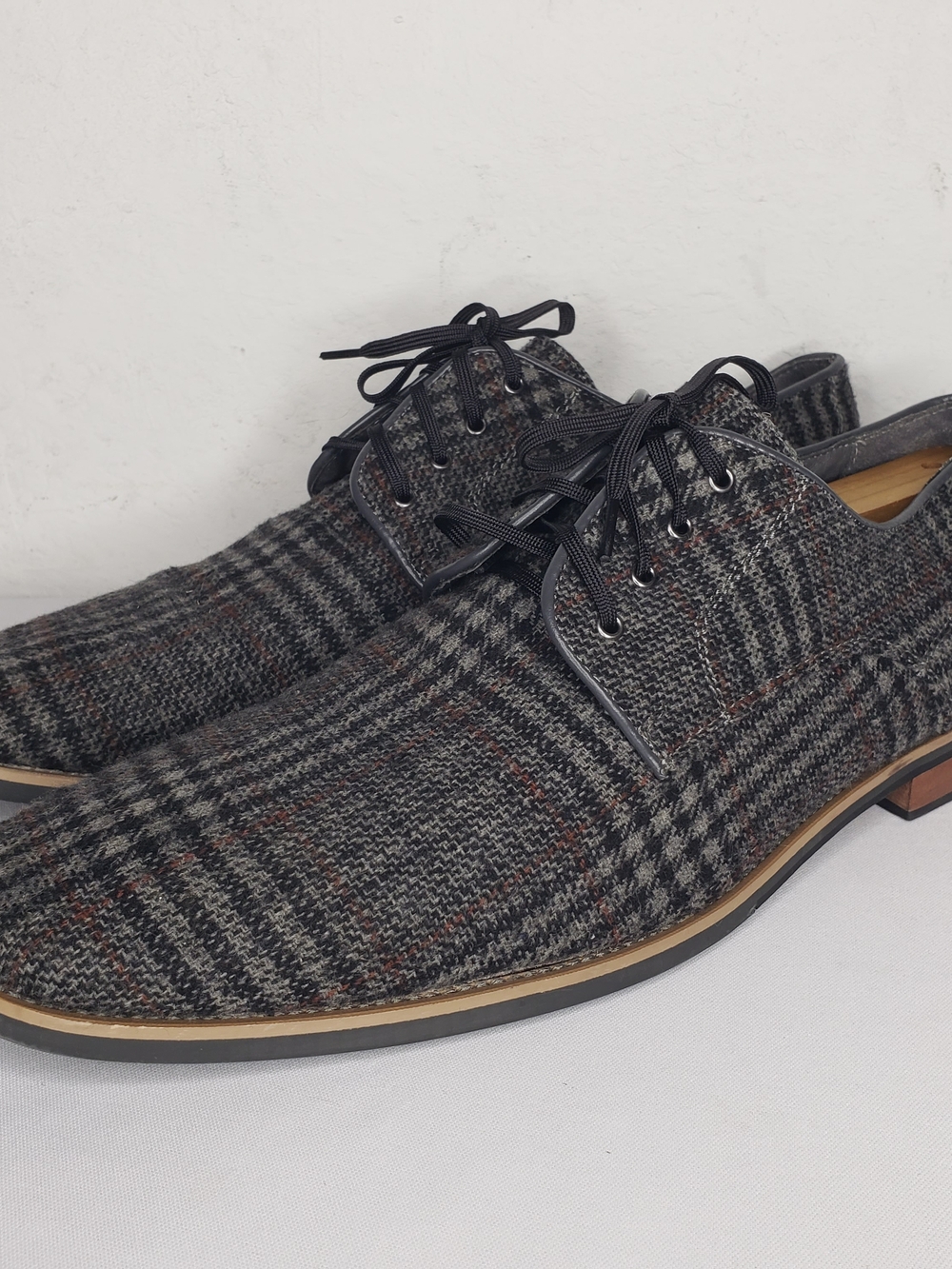 Giorgio Brutini Plaid Gray & Black Derby Shoes